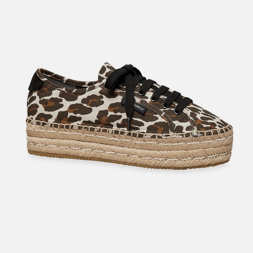 Tory Burch Seaside Oxford Espadrilles Leopard Print Size 6